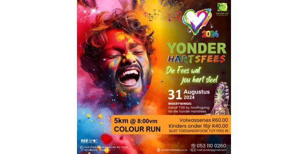 Die Yonder Hartsfees bied 31 Augustus die Colour Run aan