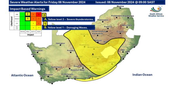 Weerwaarskuwings uitgereik vir erge donderstorms en deinings