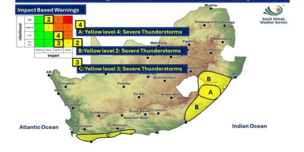Erge donderstorms vir vandag voorspel