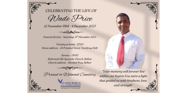 Foto: Van Der Berg's Funeral Service