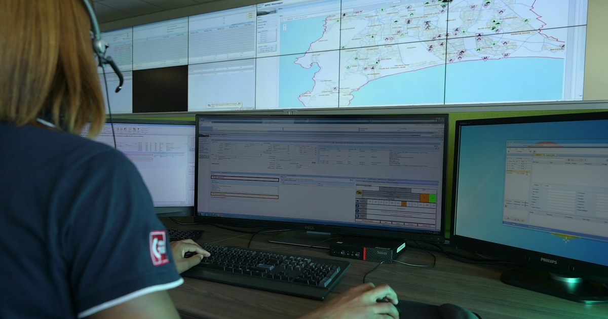 Call taker at the City of Cape Town Public Emergency Communication Centre