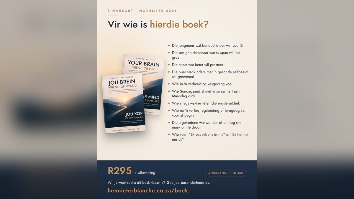 Hennie Terblanche se nuwe boeke, Jou brein: Vriend of vyand en Your Brain: Friend or Foe